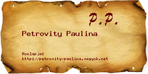 Petrovity Paulina névjegykártya